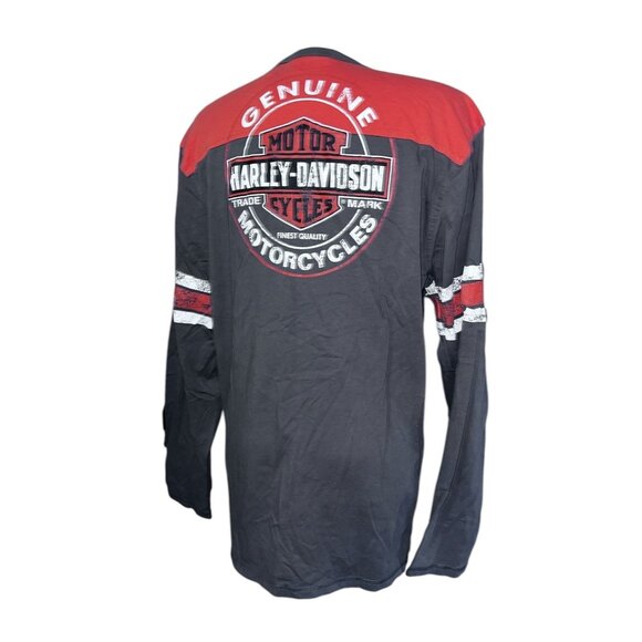 Harley-Davidson Motorcycles Genuine Oil Can Henley Long-Sleeve Shirt Size Large - Picture 1 of 7